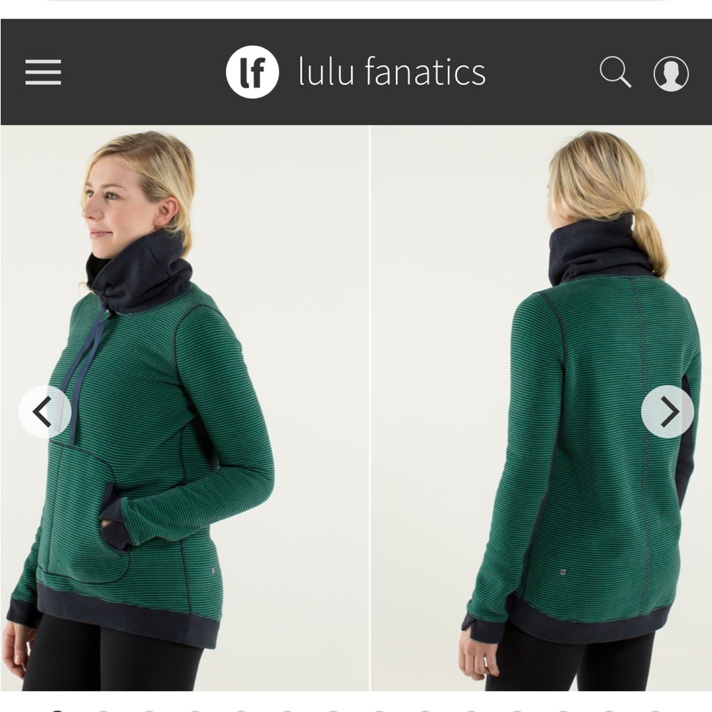 Lululemon Avenue Pullover Sweatshirt Sz 12 Hyper Stripe Green Bean Inkwell 1285